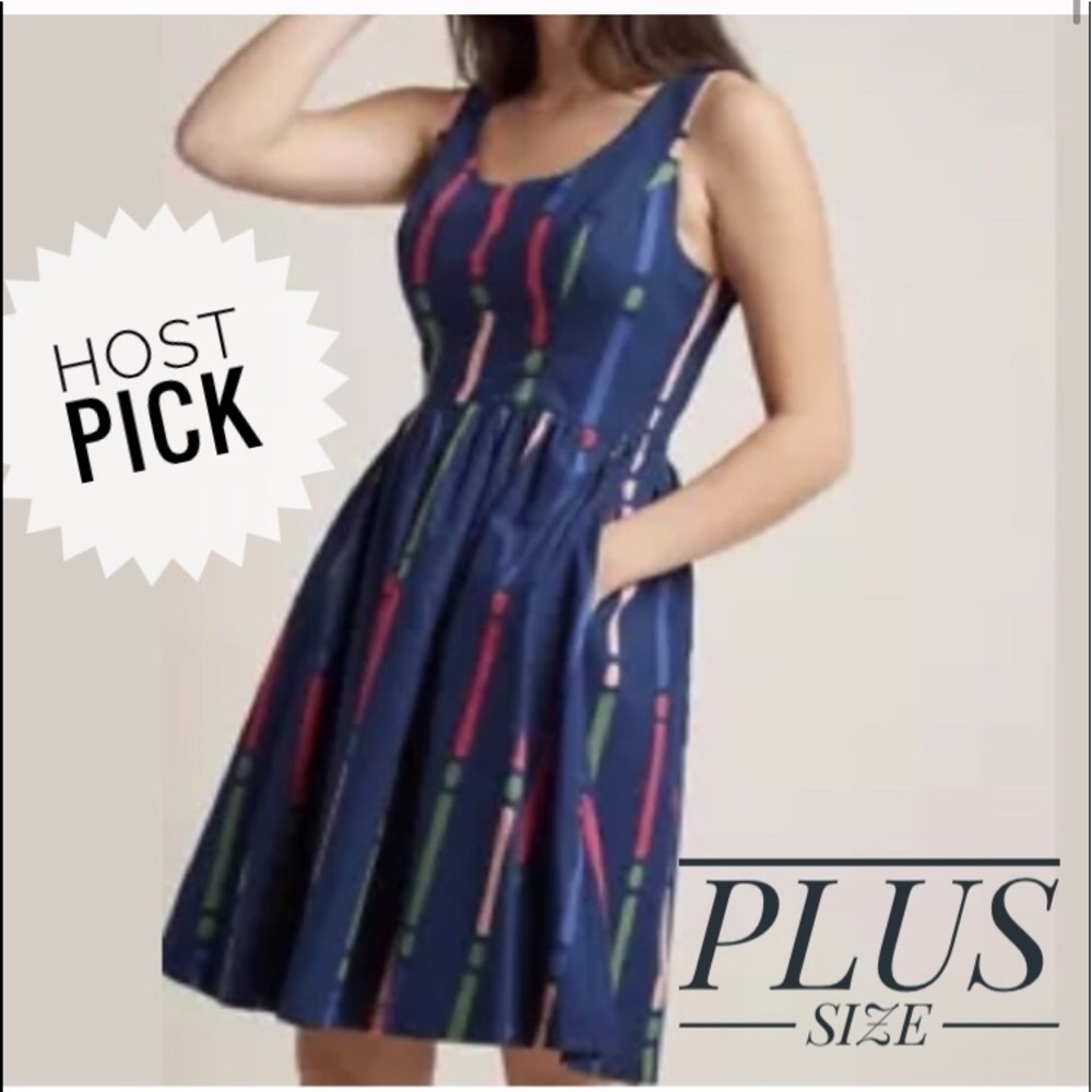ModCloth sleeveless dress women’s navy scoop neck